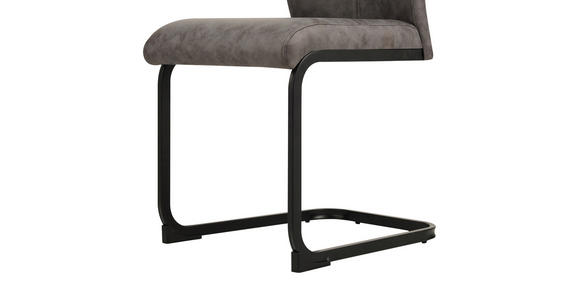 STUHL-SET 4 Stück  in Mikrofaser  - Schwarz/Grau, Design, Textil/Metall (43/97/57cm) - Xora