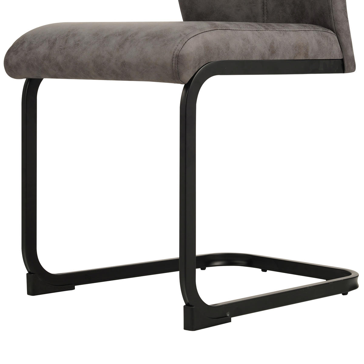 STUHL-SET 4 Stück  in Mikrofaser  - Schwarz/Grau, Design, Textil/Metall (43/97/57cm) - Xora