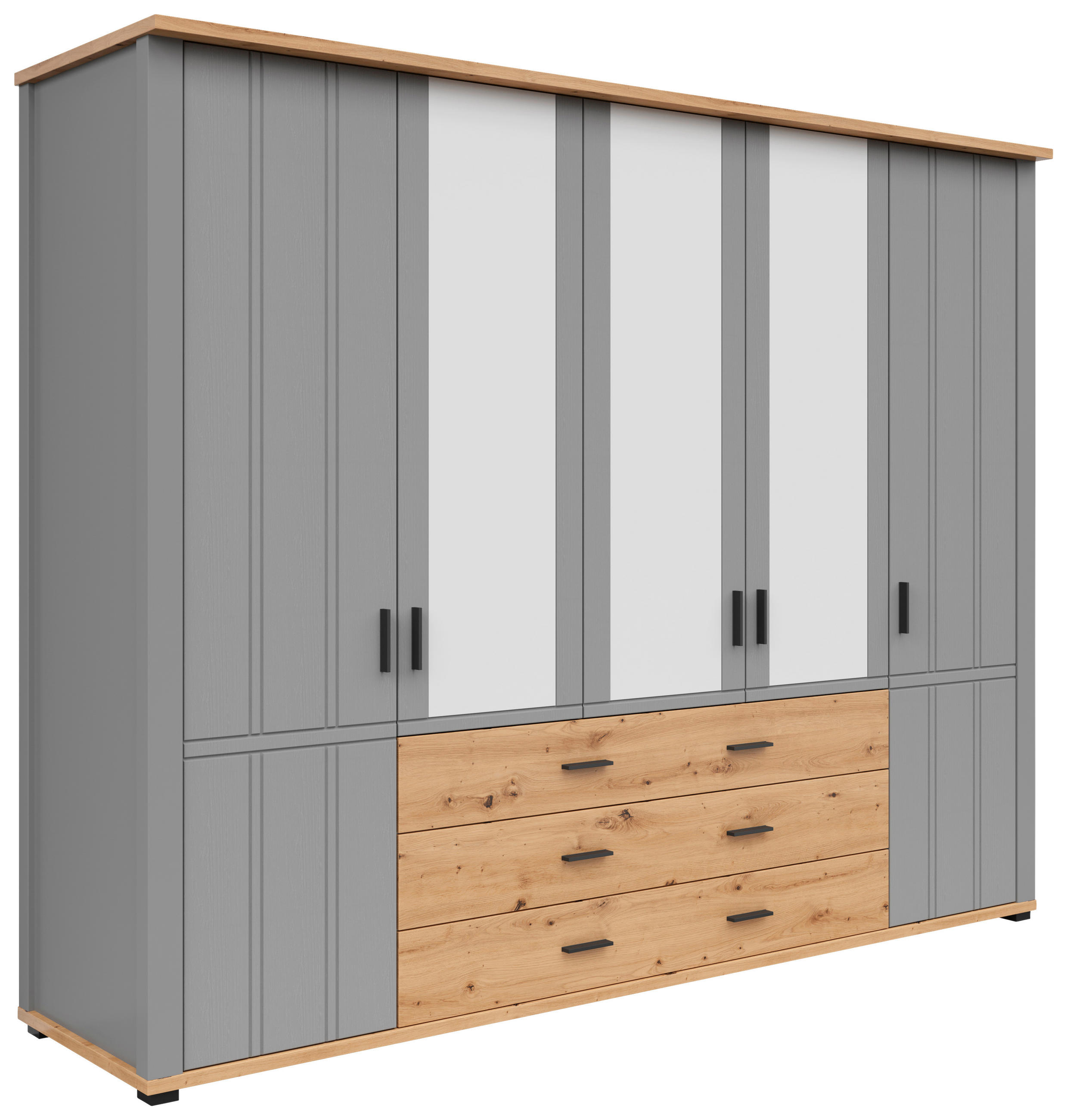 Șifonier, 267/206/65 cm, gri, stejar Artisan - grafit/stejar Artisan, Konventionell, plastic/sticlă (267/206/65cm) - Hom`in