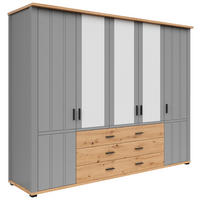 Șifonier, 267/206/65 cm, gri, stejar Artisan - grafit/stejar Artisan, Konventionell, plastic/sticlă (267/206/65cm) - Hom`in