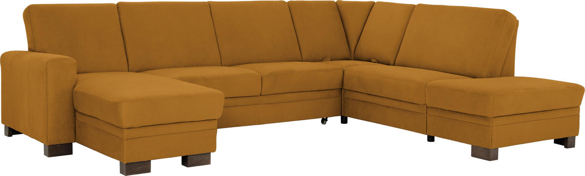 WOHNLANDSCHAFT in Gelb  - Gelb/Braun, Design, Holz/Textil (163/319/241cm) - Beldomo System