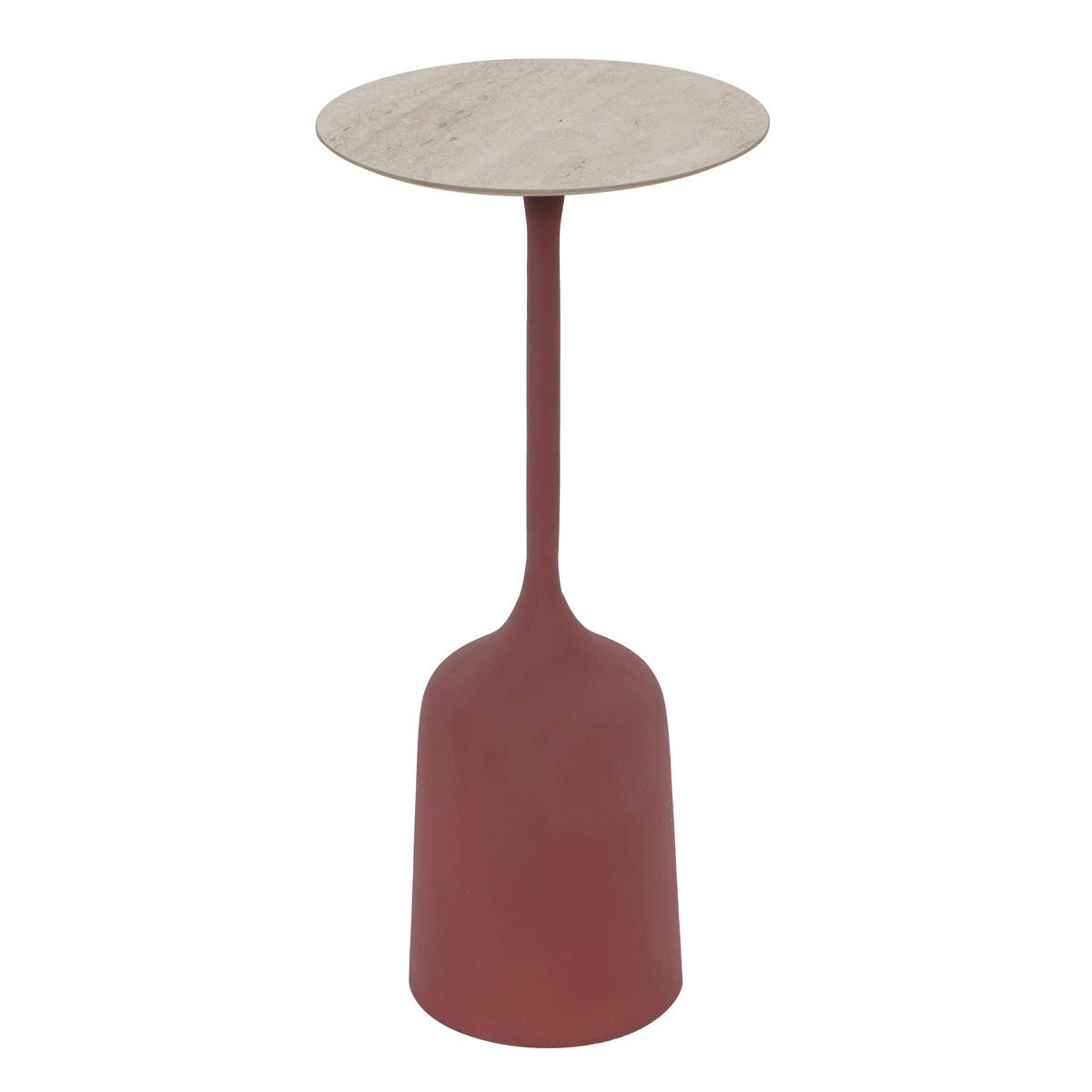 BEISTELLTISCH 30/30/64 cm Naturfarben, Rot rund  - Rot/Naturfarben, MODERN, Keramik/Metall (30/30/64cm) - Milino
