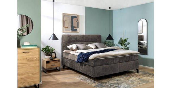 BOXSPRINGBETT 180/200 cm,  in Braun, Topper, H3 + H3 = fest  - Schwarz/Braun, Design, Textil/Metall (180/200cm) - Esposa