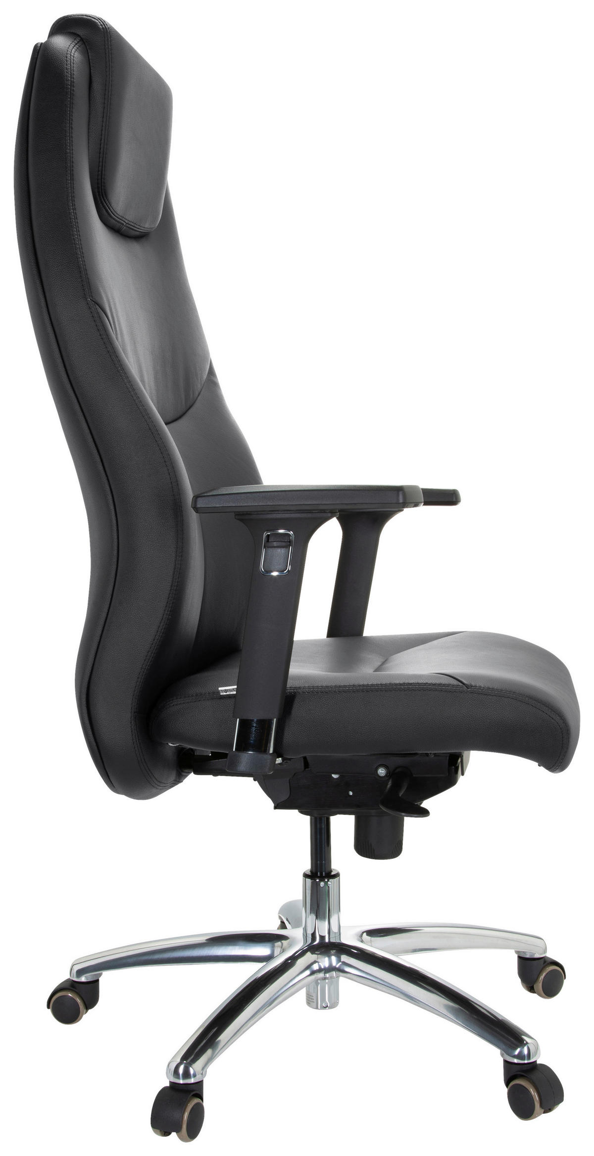 CHEFSESSEL Schwarz  - Silberfarben/Schwarz, Basics, Leder/Kunststoff (70/126/70cm) - MID.YOU