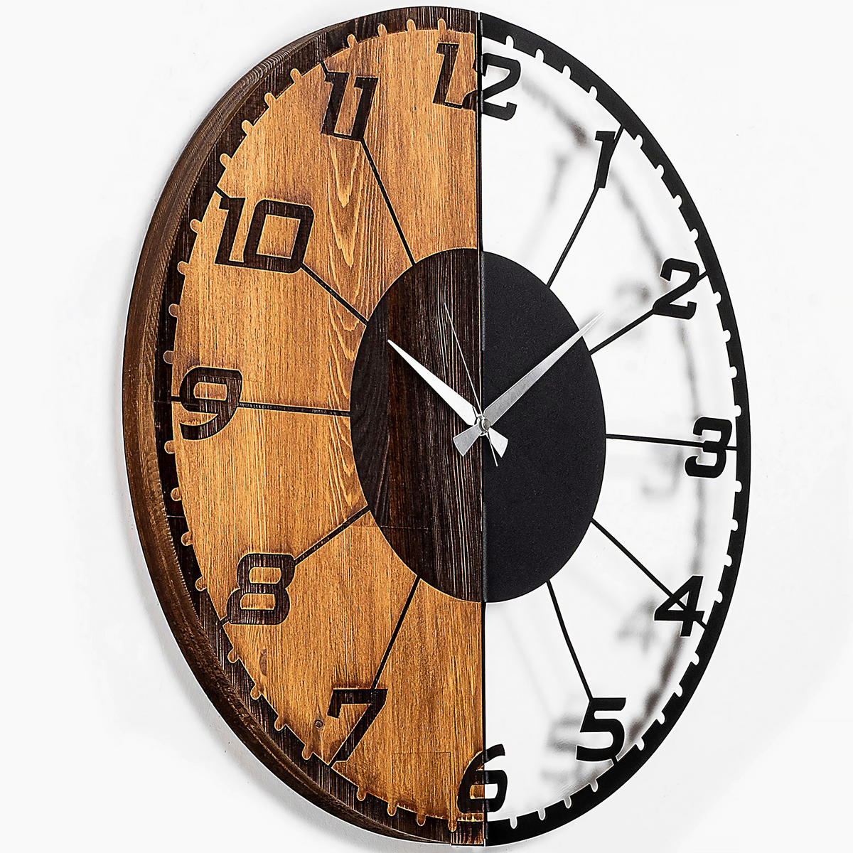 WANDUHR Schwarz, Walnussfarben 56/56/3 cm  - Walnussfarben/Schwarz, LIFESTYLE, Metall (56/56/3cm)
