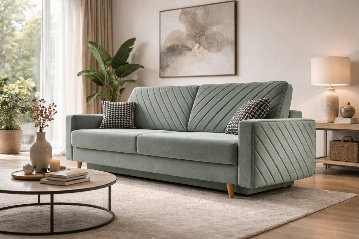 SCHLAFSOFA OSAKA in Mintgrün  - Schwarz/Weiß, Design, Holz/Kunststoff (230/96/97cm) - MID.YOU