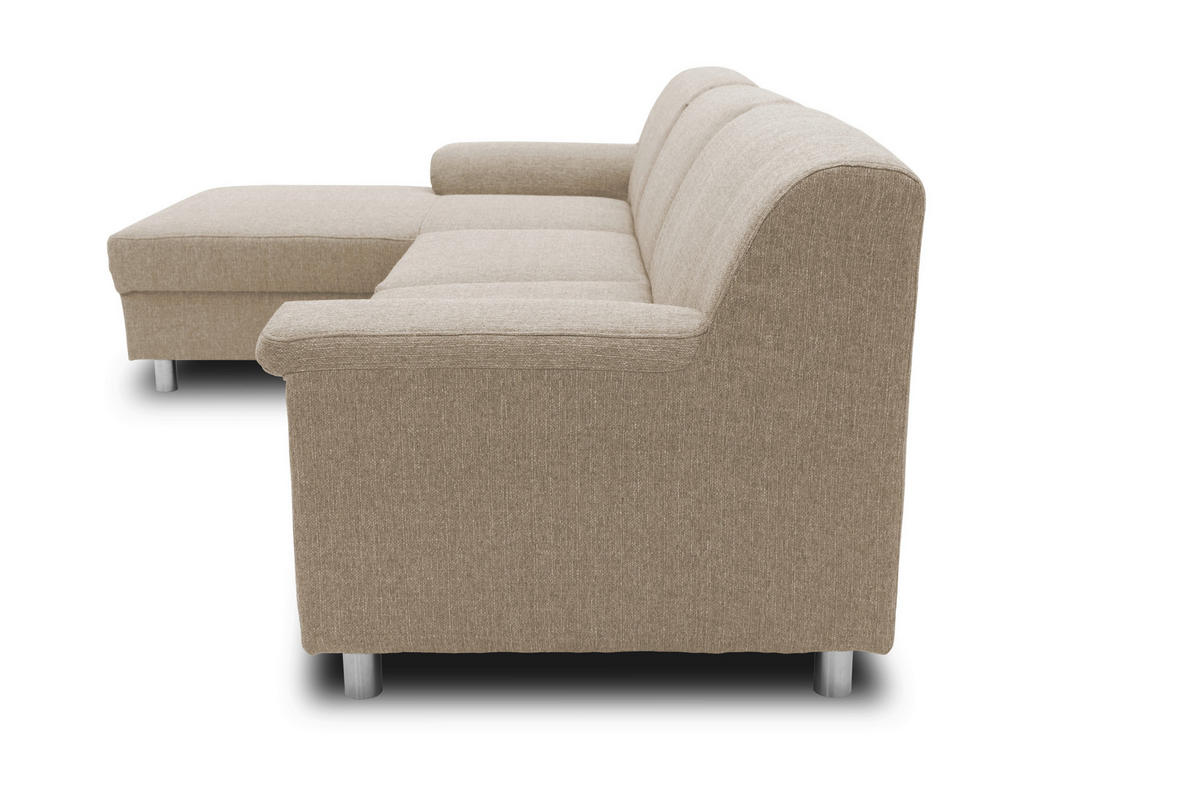 ECKSOFA Beige Webstoff  - Chromfarben/Beige, KONVENTIONELL, Textil/Metall (150/252cm) - MID.YOU