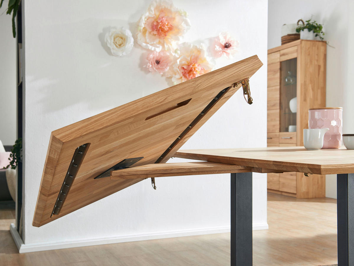 ESSTISCH in Holz, Metall 160/90/75 cm  - Wildeiche/Schwarz, Konventionell, Holz/Metall (160/90/75cm) - Livetastic