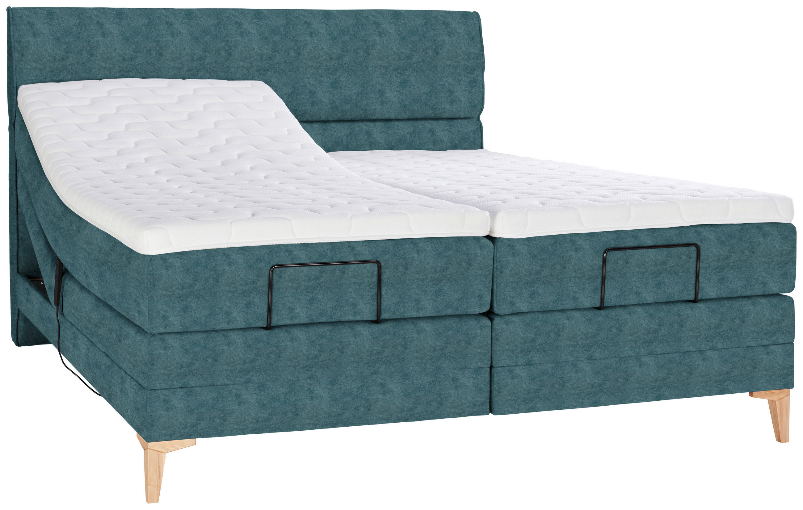 BOXSPRINGBETT 180/200 cm  in Blau  - Blau/Eichefarben, Konventionell, Holz/Textil (180/200cm) - Voleo