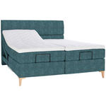 BOXSPRINGBETT 180/200 cm  in Blau  - Blau/Eichefarben, KONVENTIONELL, Holz/Textil (180/200cm) - Voleo