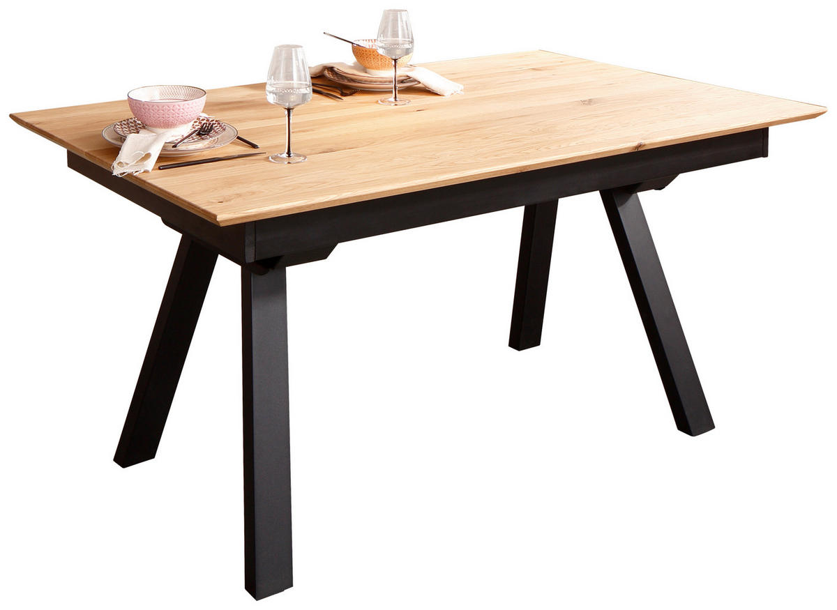 ESSTISCH in Holz 200/100/75 cm  - Schwarz/Braun, Natur, Holz/Metall (200/100/75cm) - Livetastic