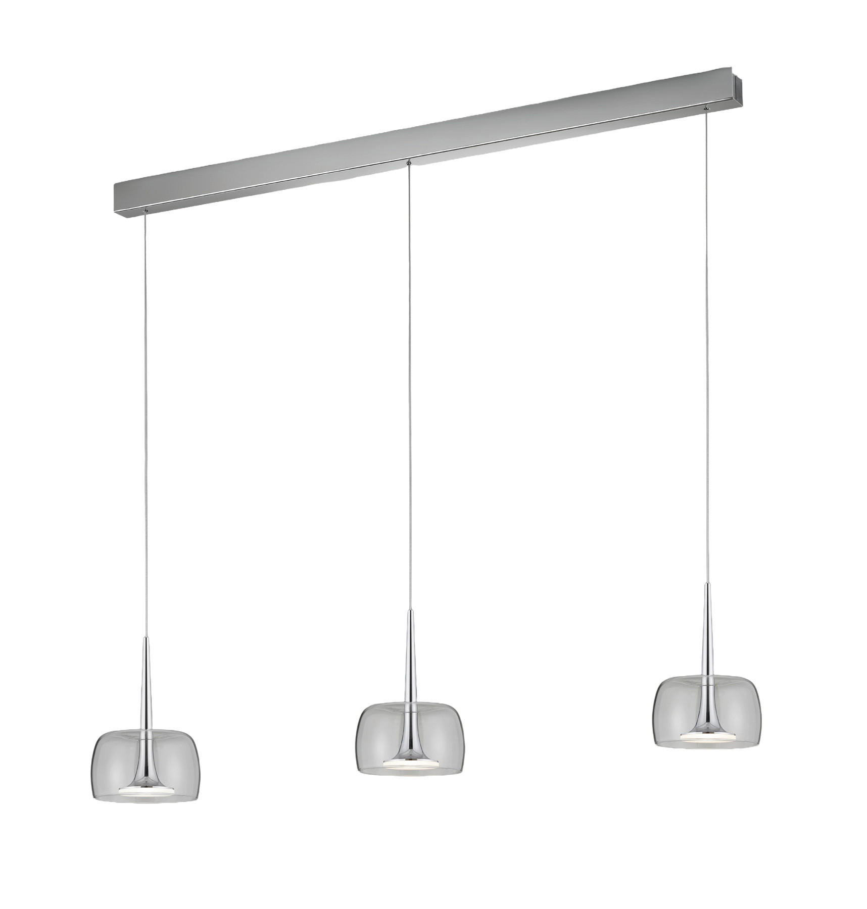 LED-HÄNGELEUCHTE Flute 110/7/200 cm   - Chromfarben, Design, Glas/Kunststoff (110/7/200cm) - Helestra