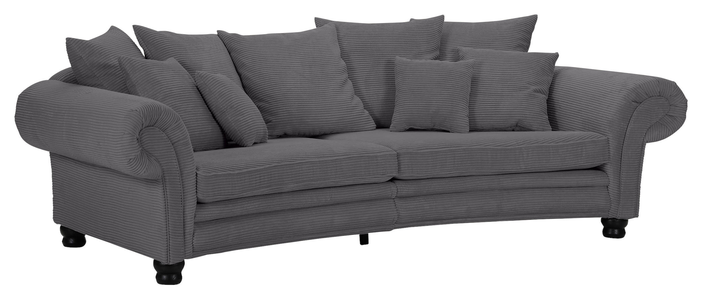 MEGASOFA Cord Dunkelgrau  - Dunkelgrau/Schwarz, ROMANTIK / LANDHAUS, Holz/Textil (276/81/140cm) - Landscape