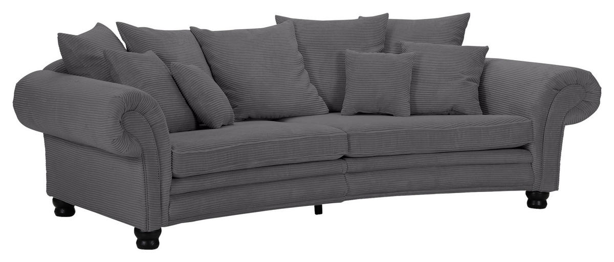 MEGASOFA Cord Dunkelgrau  - Dunkelgrau/Schwarz, ROMANTIK / LANDHAUS, Holz/Textil (276/81/140cm) - Landscape