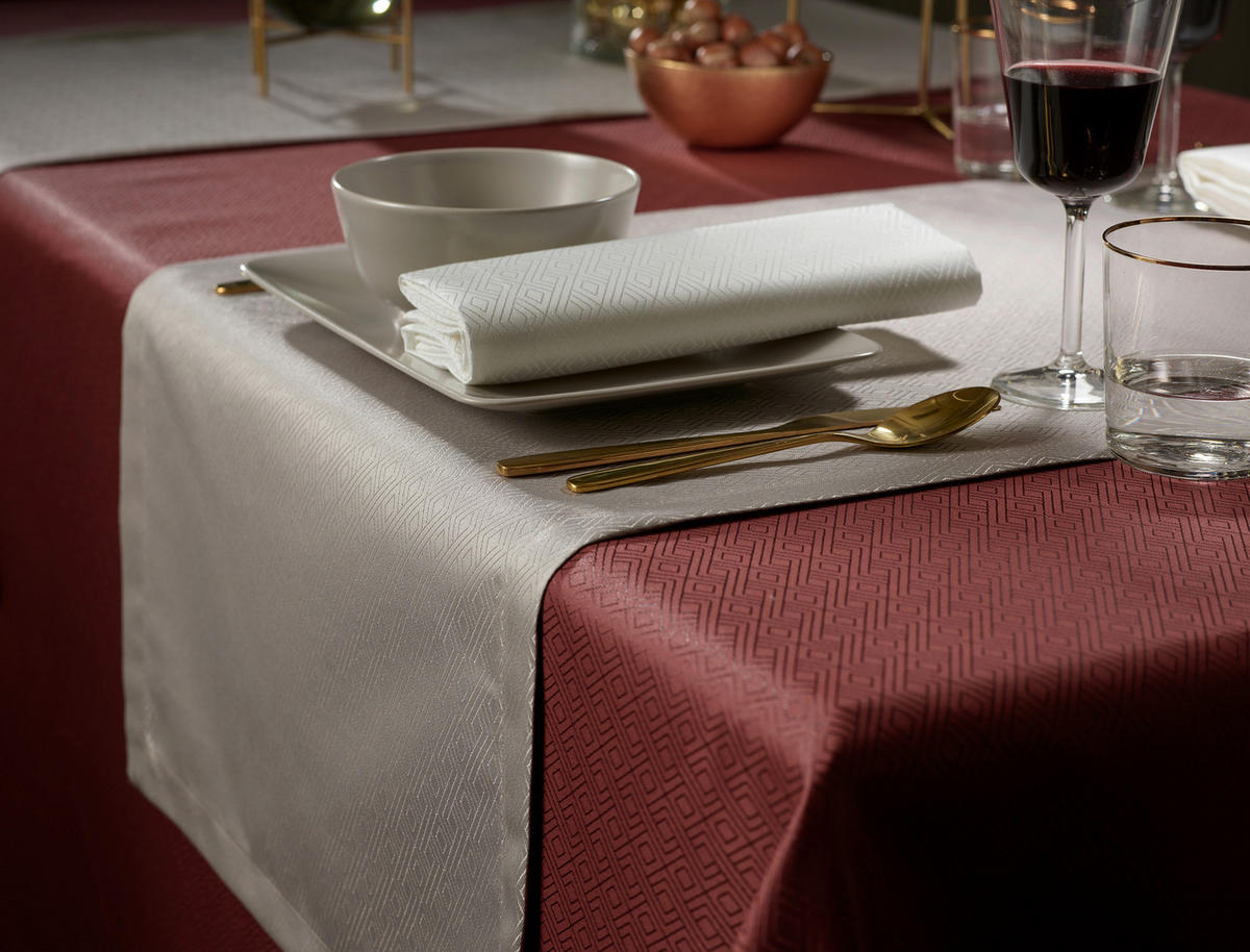 ÚZKY OBRUS, 50/140 cm, biela - biela, Basics, textil (50/140cm) - Curt Bauer