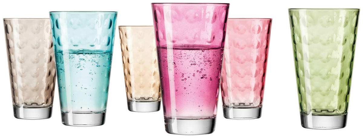GLÄSERSET Optic  6-teilig  - Multicolor, Basics, Glas (24,5/13,4/16,4cm) - Leonardo