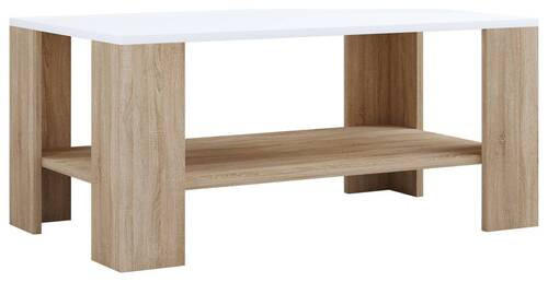 COUCHTISCH 90/53/41 cm rechteckig Weiß, Sonoma Eiche  - Weiß/Sonoma Eiche, MODERN, Holzwerkstoff (90/53/41cm) - MID.YOU