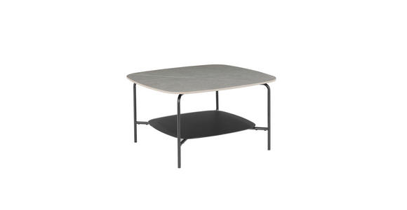 COUCHTISCH in Metall, Glas, Stein 75/75/42 cm  - Schwarz/Grau, Design, Glas/Stein (75/75/42cm) - Carryhome
