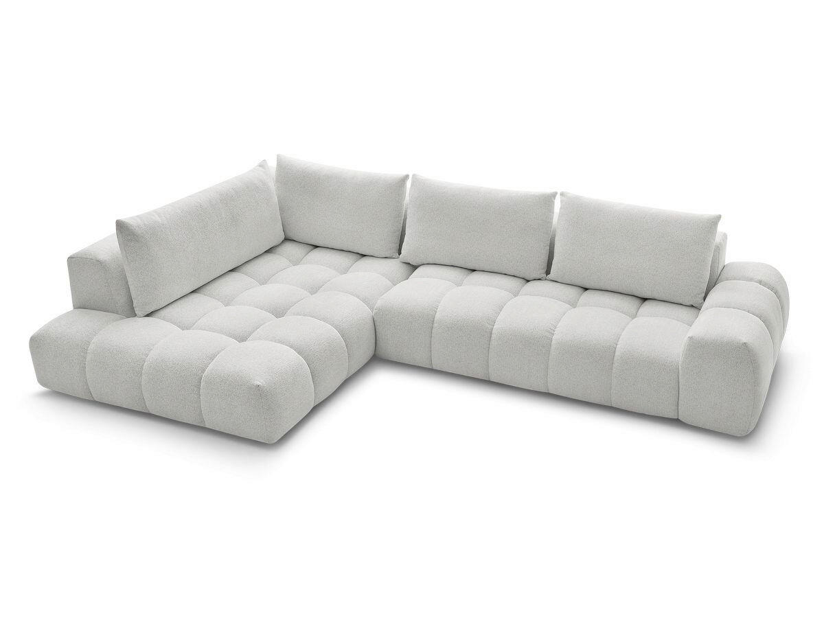 ECKSOFA Ottomane links  EVEREST Hellgrau Flachgewebe  - Hellgrau/Schwarz, MODERN, Kunststoff/Textil (210/352cm)