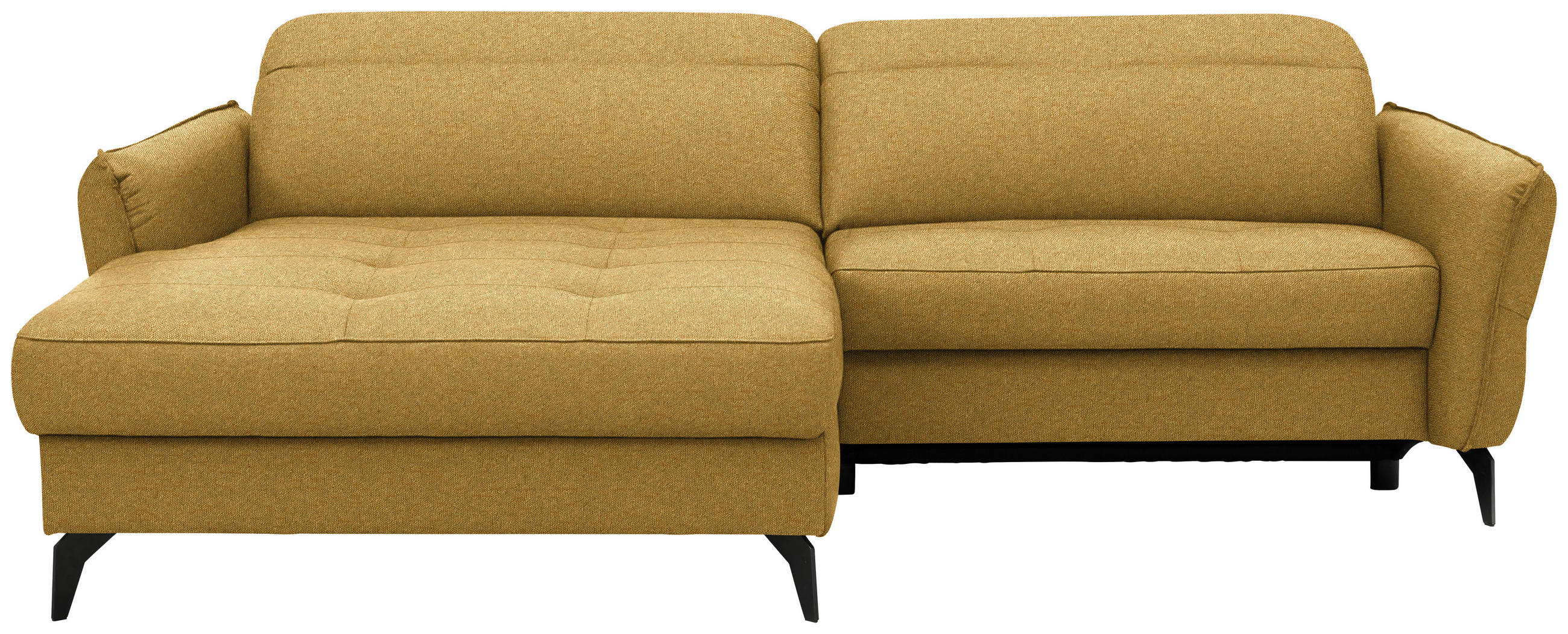 ECKSOFA Flachgewebe Currygelb  - Currygelb/Schwarz, Design, Textil/Metall (175/246cm) - Celina