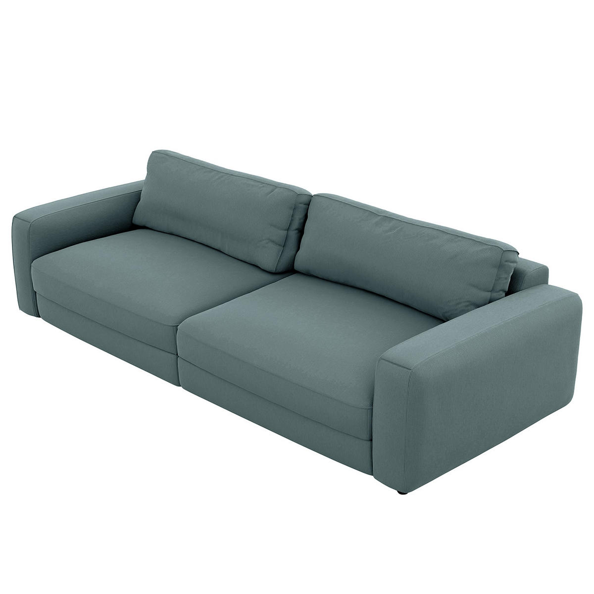 BIGSOFA in Cord Blaugrau  - Blaugrau/Schwarz, Modern, Kunststoff/Textil (264/84/125cm) - Trendmanufaktur