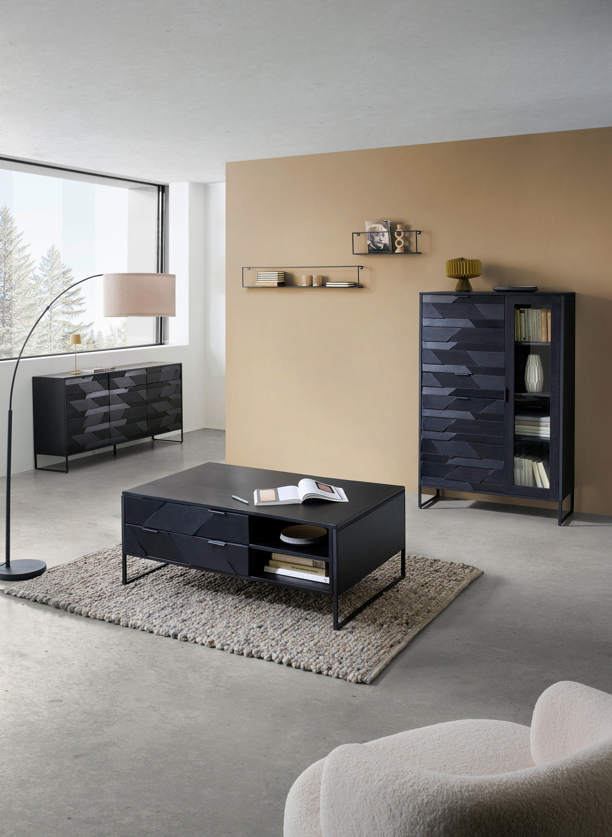 SIDEBOARD svart  175/86/40 cm  - svart, Trend, metall/trä (175/86/40cm) - Ambia Home