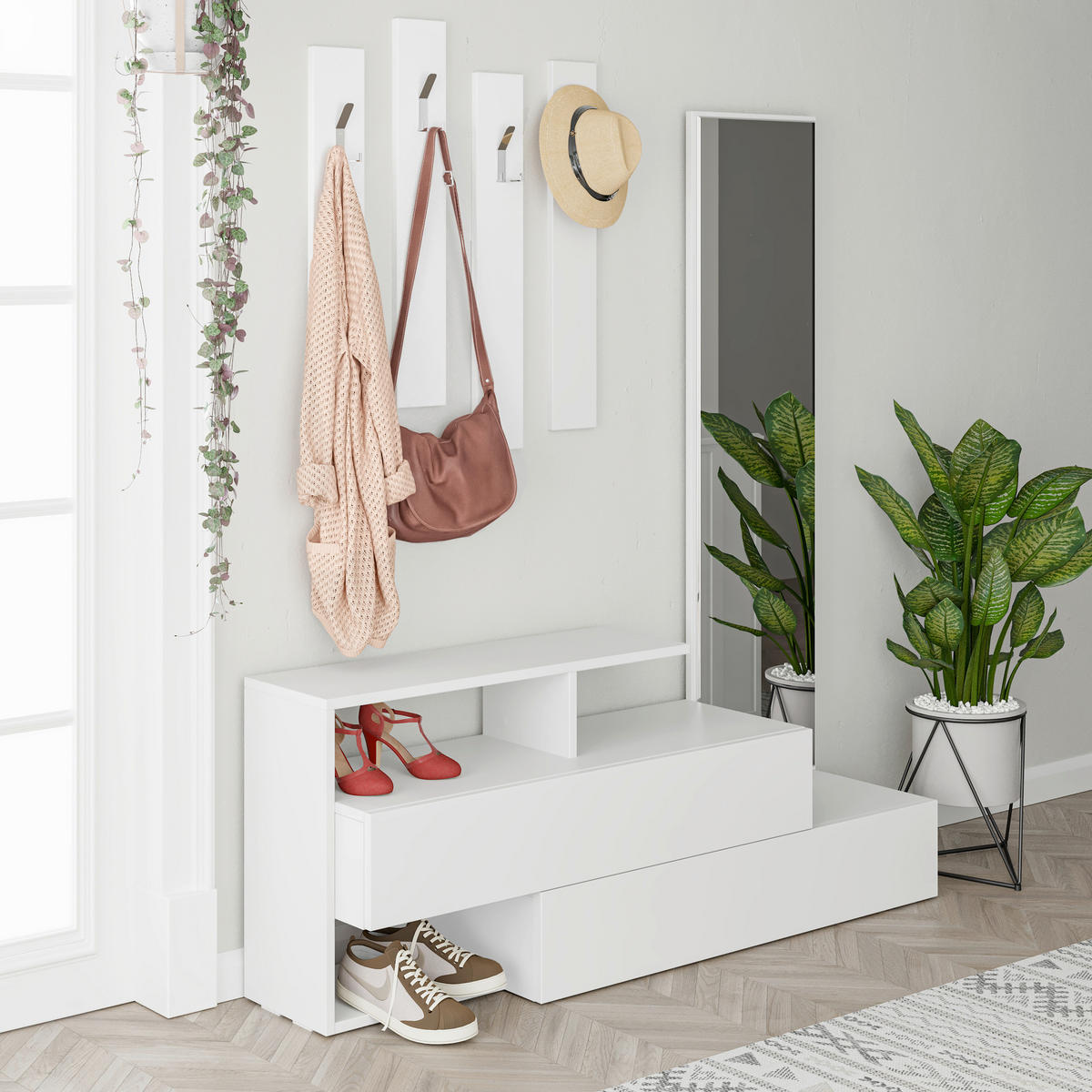 KLEIDERSTÄNDER Weiss 137/154/35 cm   - Weiss, Design, Holzwerkstoff (137/154/35cm) - Livetastic