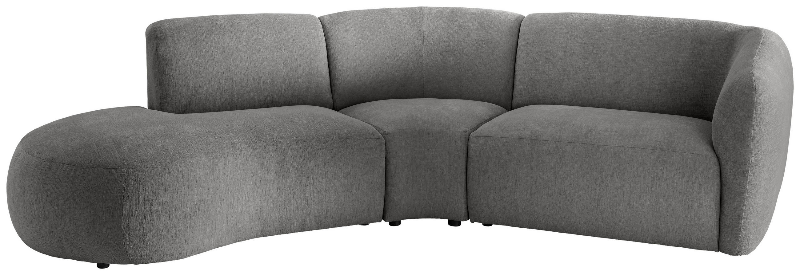 ECKSOFA Graubraun Mikrofaser  - Graubraun/Schwarz, MODERN, Kunststoff/Textil (182/276cm) - Livetastic
