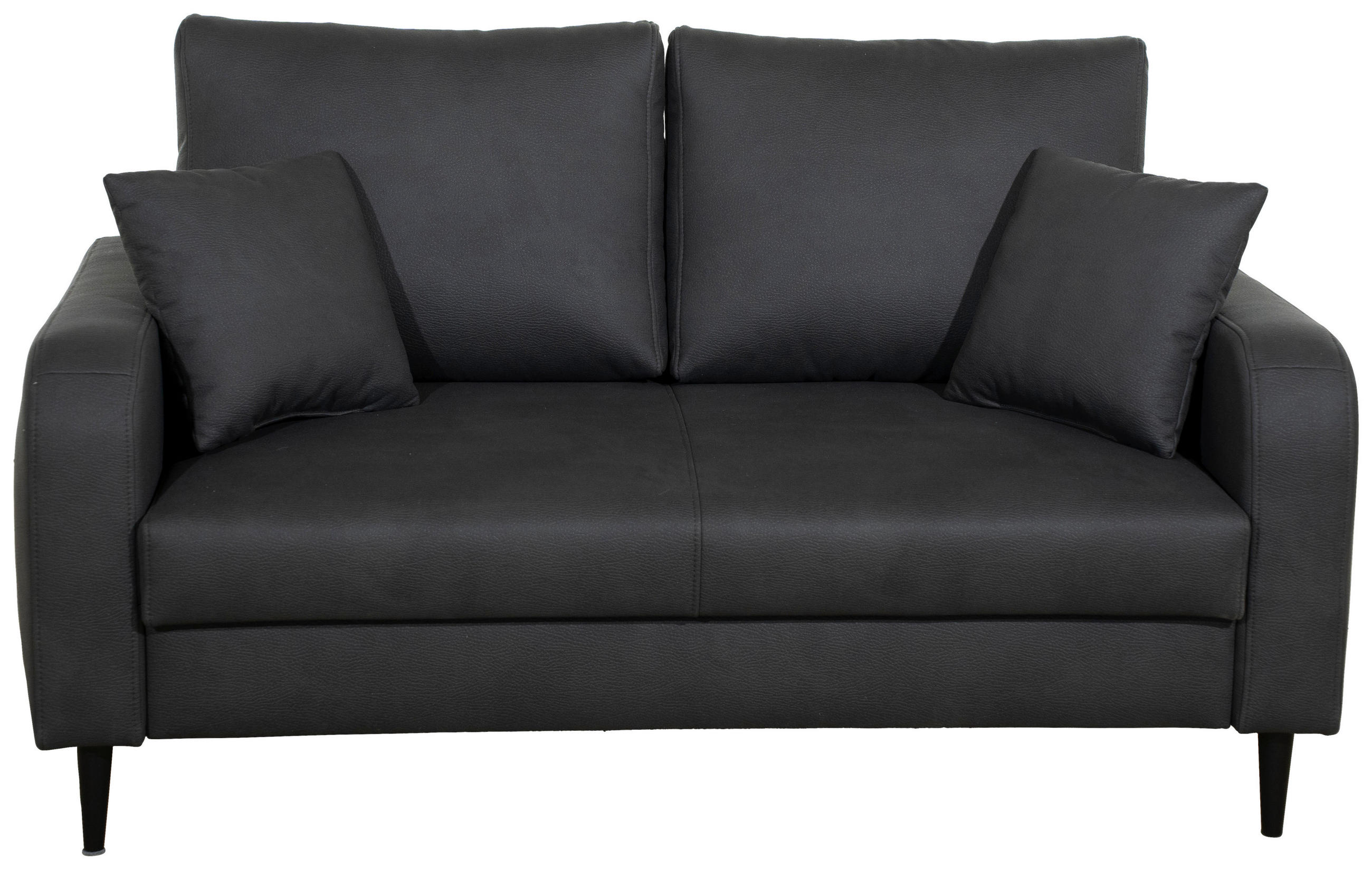 2-SITZER-SOFA in Lederlook Grau  - Schwarz/Grau, KONVENTIONELL, Holz/Textil (164/96/86cm) - Carryhome