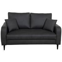 2-SITZER-SOFA Lederlook Grau  - Schwarz/Grau, KONVENTIONELL, Holz/Textil (164/96/86cm) - Carryhome