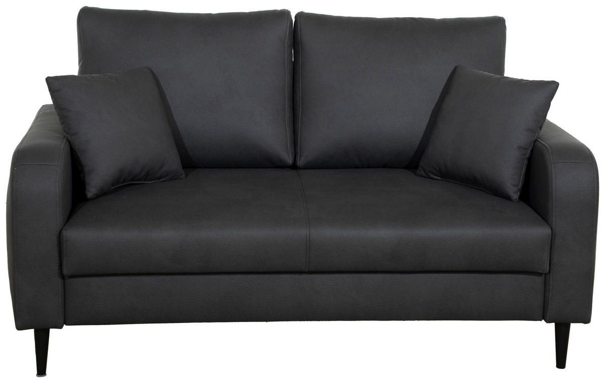 2-SITZER-SOFA Lederlook Grau  - Schwarz/Grau, KONVENTIONELL, Holz/Textil (164/96/86cm) - Carryhome