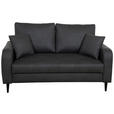 2-SITZER-SOFA in Lederlook Grau  - Schwarz/Grau, KONVENTIONELL, Holz/Textil (164/96/86cm) - Carryhome