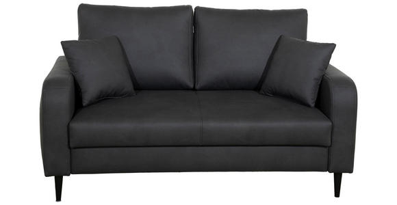 2-SITZER-SOFA Lederlook Grau - Schwarz/Grau, KONVENTIONELL, Holz/Textil (164/96/86cm) - Carryhome