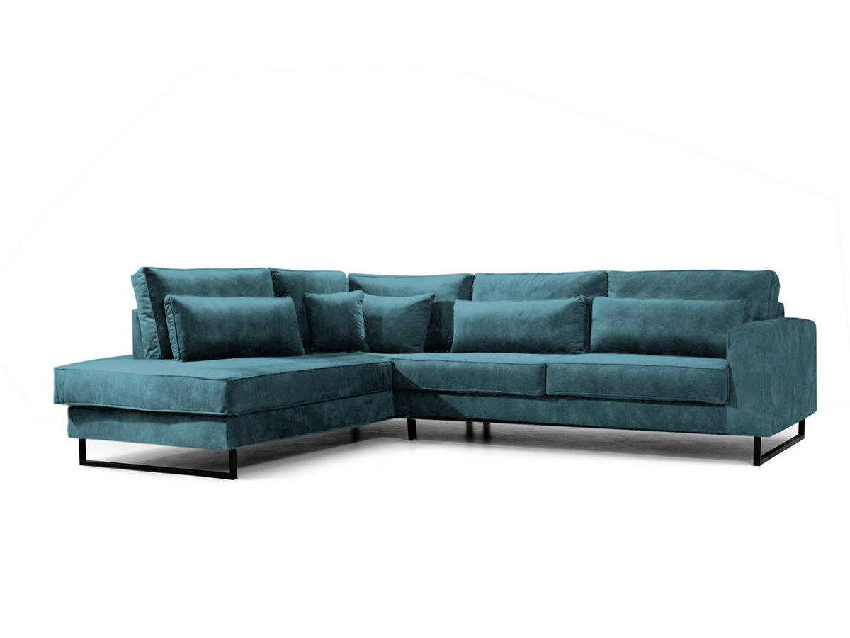 ROHOVÁ SEDAČKA, textil, kompozitné drevo, modrá - modrá/čierna, Konventionell, kov/kompozitné drevo (284/253cm) - Livetastic