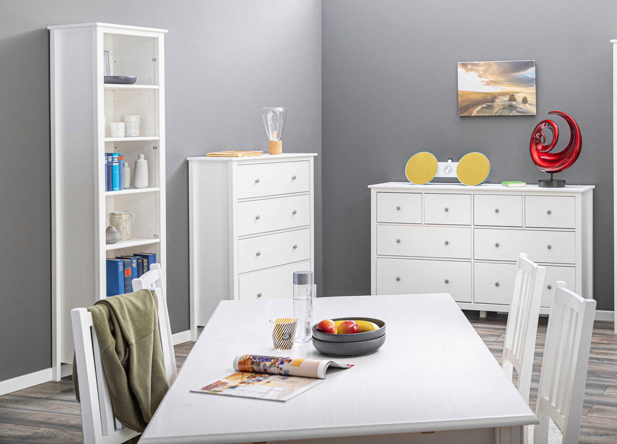 KOMODA, bela  - srebrne barve/bela, Design, kovina/les (160/96/40cm) - Livetastic
