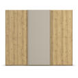 SCHWEBETÜRENSCHRANK 270/223/68 cm 3-türig Eichefarben, Fango  - Fango/Eichefarben, Design, Glas/Holz (270/223/68cm) - Novel