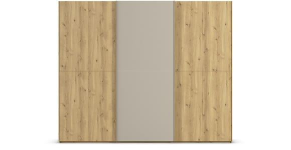 SCHWEBETÜRENSCHRANK 270/223/68 cm 3-türig Eichefarben, Fango  - Fango/Eichefarben, Design, Glas/Holz (270/223/68cm) - Novel