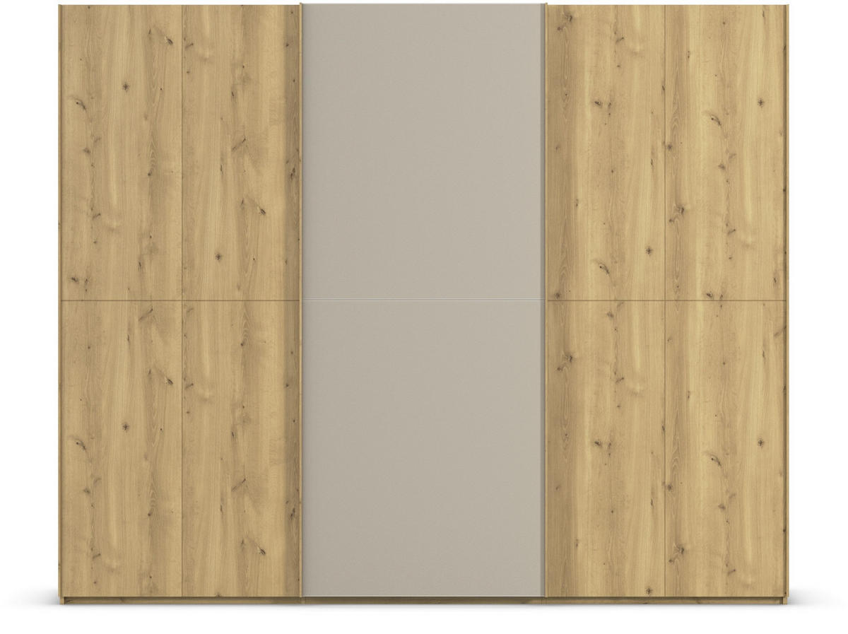 SCHWEBETÜRENSCHRANK 270/223/68 cm 3-türig Eichefarben, Fango  - Fango/Eichefarben, Design, Glas/Holz (270/223/68cm) - Novel