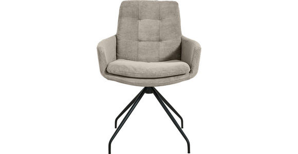 ARMLEHNSTUHL  Stoffauswahl, Typenauswahl, Sitzfläche 360° drehbar, Gestellauswahl Cord  - Sandfarben/Schwarz, Design, Textil/Metall (63/90/69cm) - Johann Jakob
