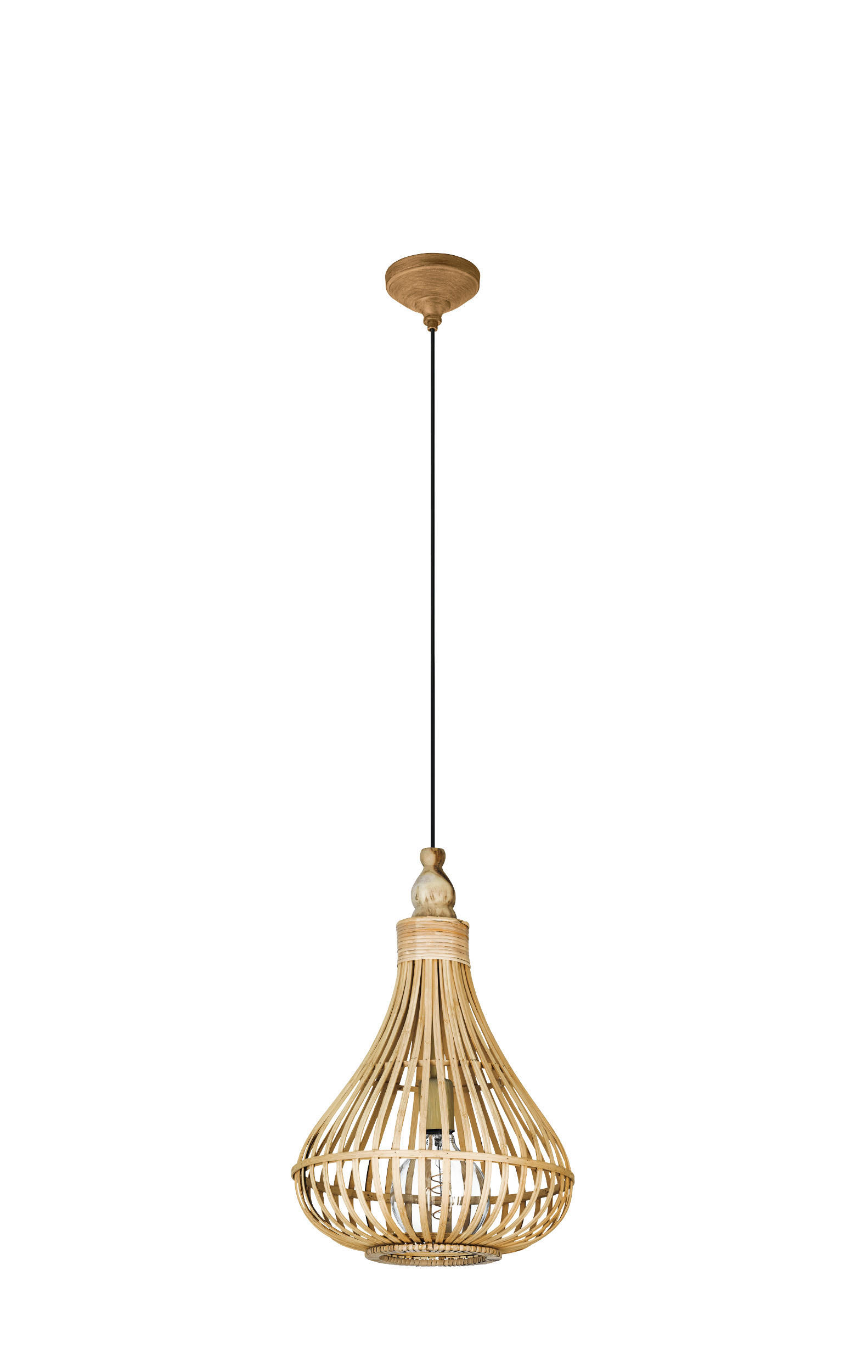 HÄNGELEUCHTE Amsfield 35/110 cm   - Braun, Natur, Holz/Metall (35/110cm) - Eglo