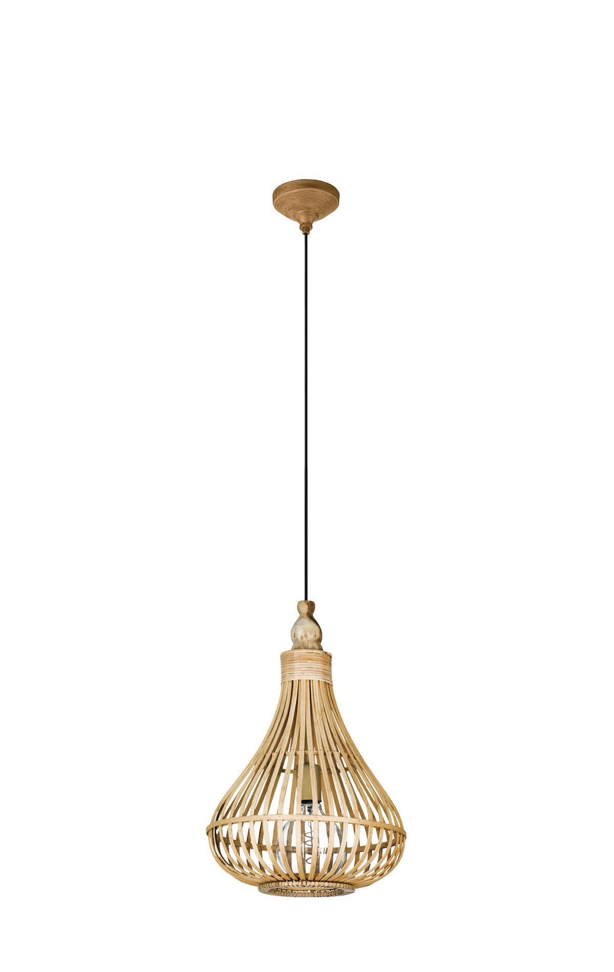HÄNGELEUCHTE 35/110 cm    - Braun, Natur, Holz/Metall (35/110cm) - Eglo