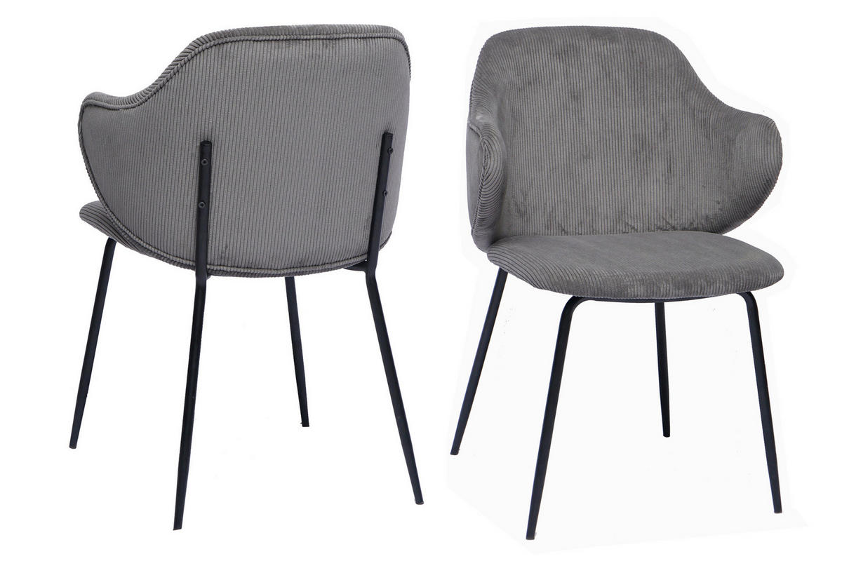 SADA ŽIDLÍ S PODRUČKAMI 2 kusy - šedá/černá, Moderní, kov/textil (54/83/55cm) - Livetastic