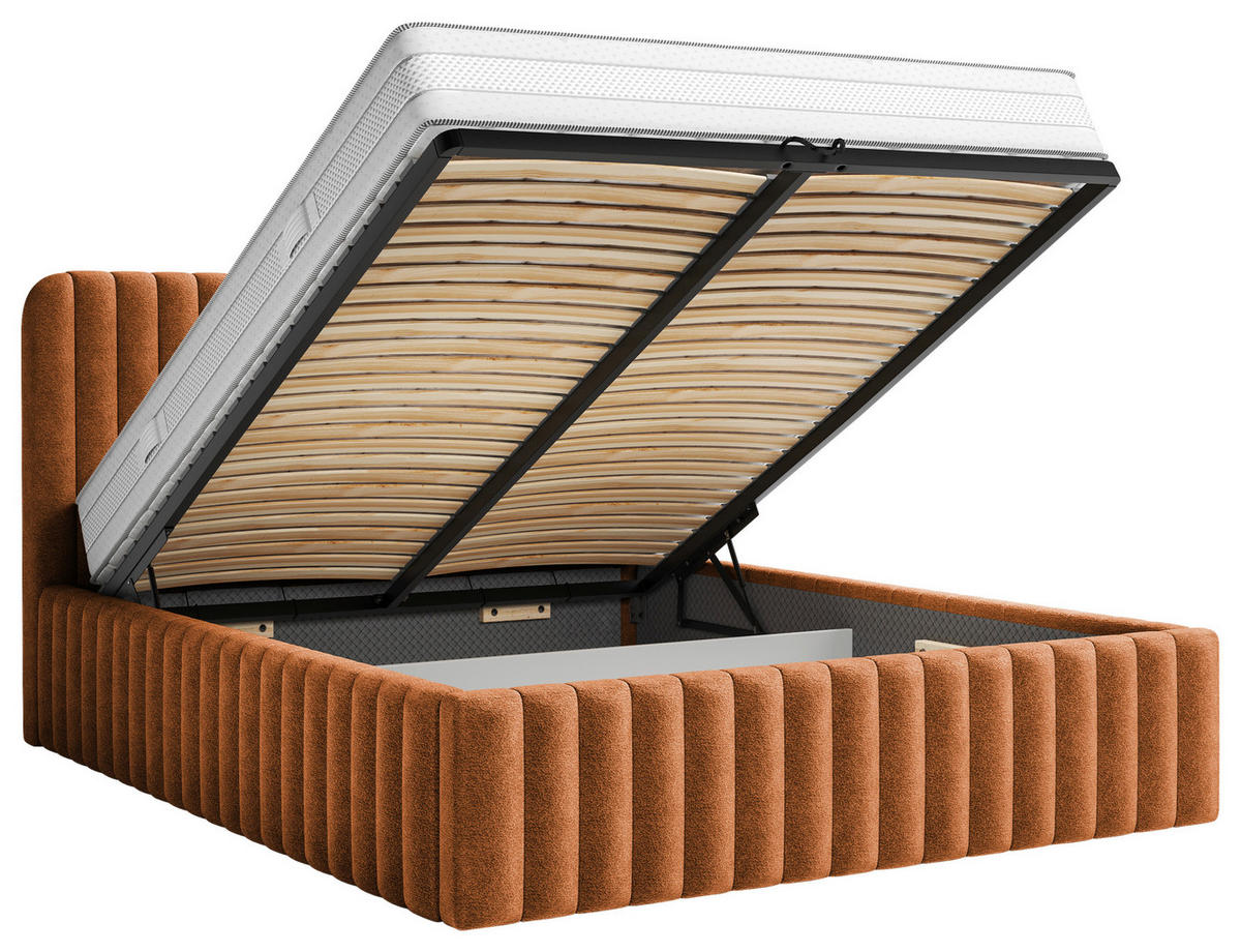 POLSTERBETT 180/200 cm  Terracotta  - Terracotta/Schwarz, Modern, Holz/Holzwerkstoff (180/200cm) - MID.YOU