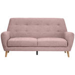 DREISITZER-SOFA in Webstoff Rosa  - Eichefarben/Schwarz, Design, Holz/Kunststoff (200/105/84cm) - Carryhome