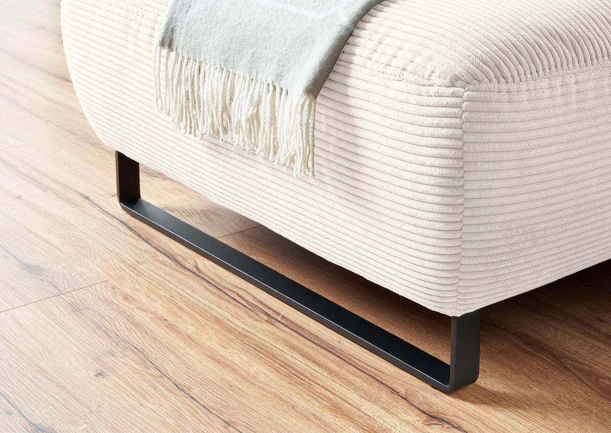 ECKSOFA in Cord Weiss  - Weiss/Schwarz, Konventionell, Textil/Metall (180/266cm) - Hom`in