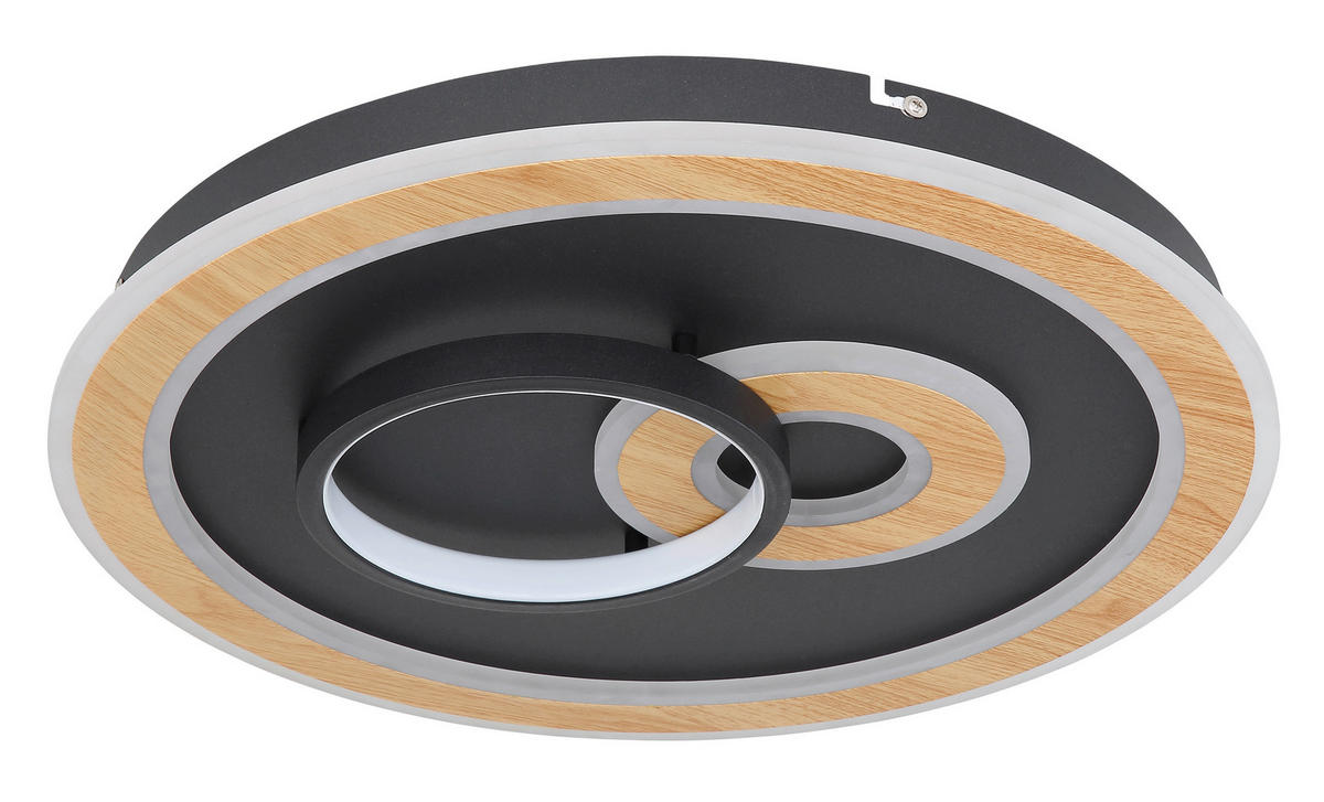 LED-DECKENLEUCHTE 50 W  50/7 cm    - Opal/Schwarz, Design, Kunststoff/Metall (50/7cm) - Globo