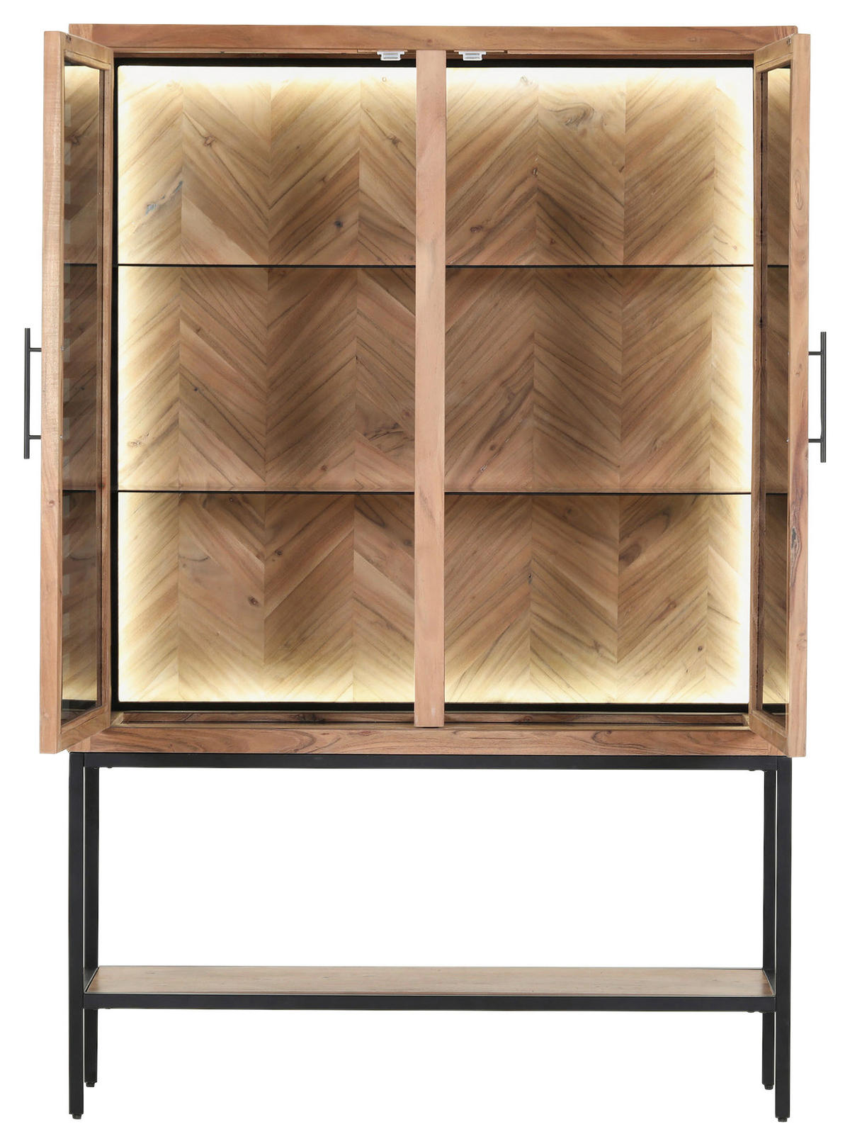 HIGHBOARD  in 120/180/43 cm  - Schwarz/Naturfarben, LIFESTYLE, Glas/Holz (120/180/43cm) - Landscape