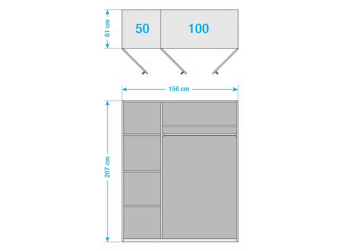 DREHTÜRENSCHRANK 152/205,5/60 cm,  in Buchefarben, 3 Tür(en)  - Chromfarben/Buchefarben, MODERN, Glas/Holz (152/205,5/60cm) - MID.YOU