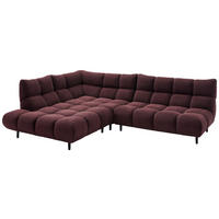 ECKSOFA Ottomane links, Eckteil  Bordeaux Feincord  - Bordeaux/Schwarz, Design, Holz/Textil (215/288cm) - Pure Home Lifestyle