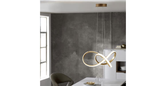 LED-HÄNGELEUCHTE 55/150 cm - Goldfarben, Design, Kunststoff/Metall (55/150cm) - Ambiente
